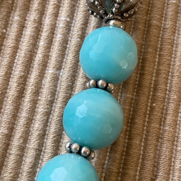 NWT Amazonite & Sterling Silver Necklace with Channel Set Coin Brass Pen… - Picture 9 of 10